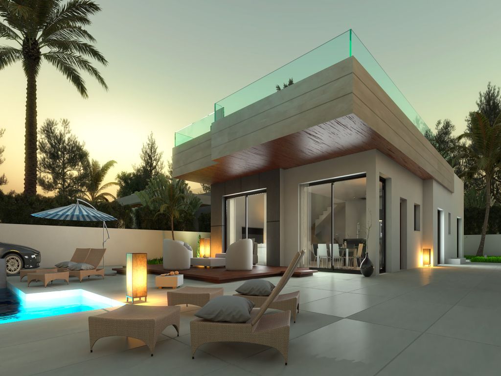 Villa with pool, roof terrace & basement